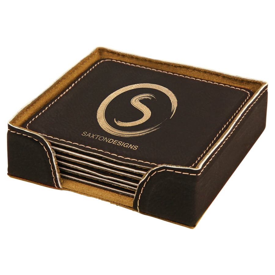 Set of 6 Leatherette Coasters