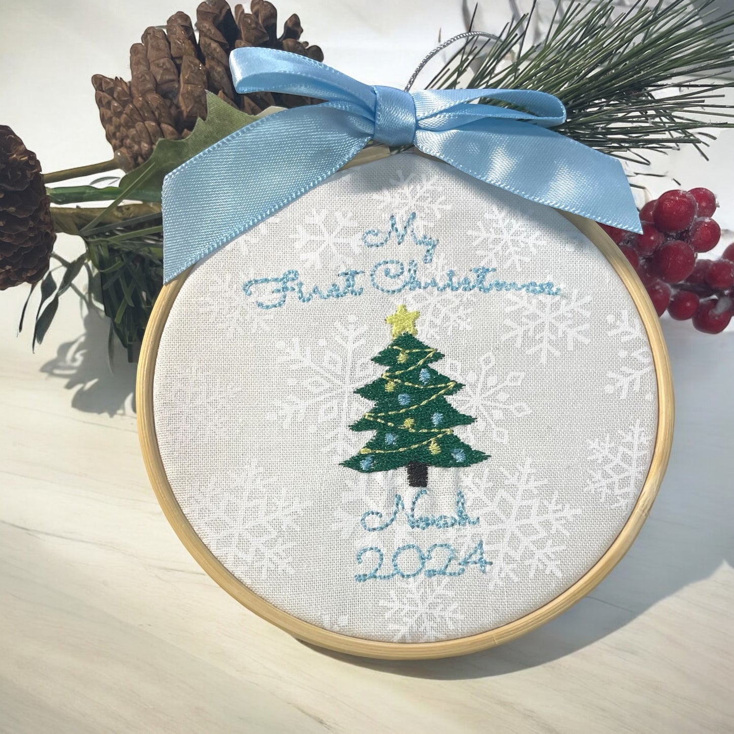 Embroidered Personalized Baby's First Christmas Ornament
