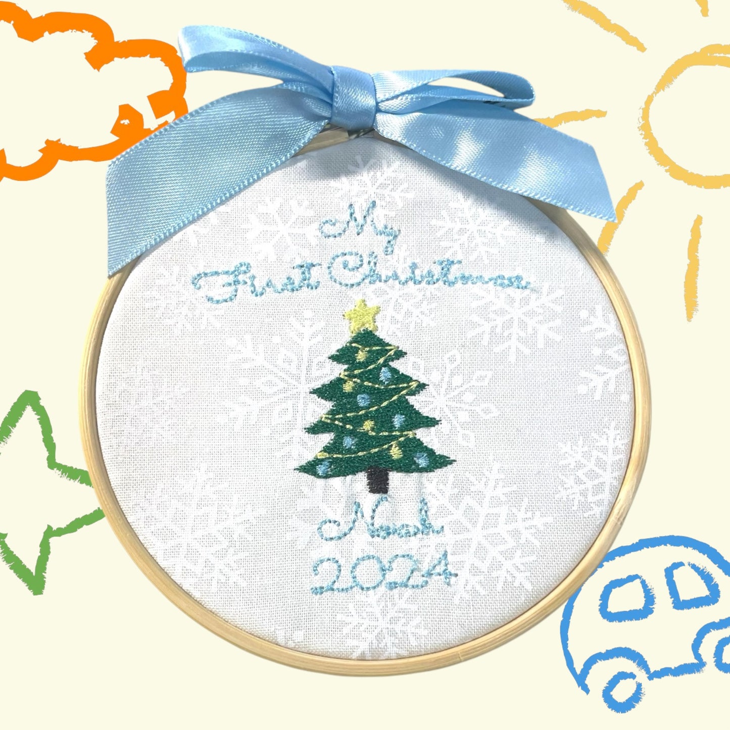 Embroidered Personalized Baby's First Christmas Ornament