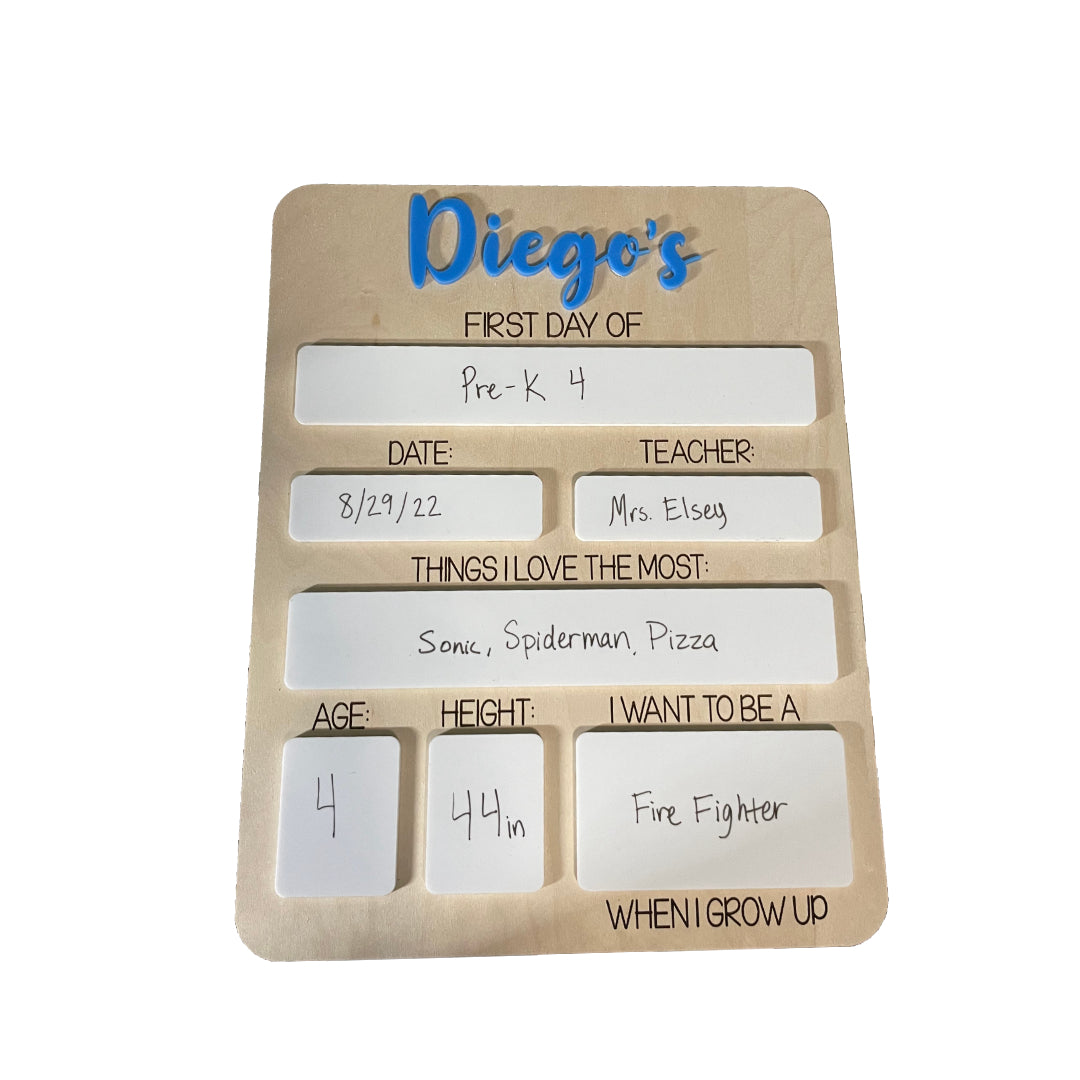 First Day of School Dry Erase Sign