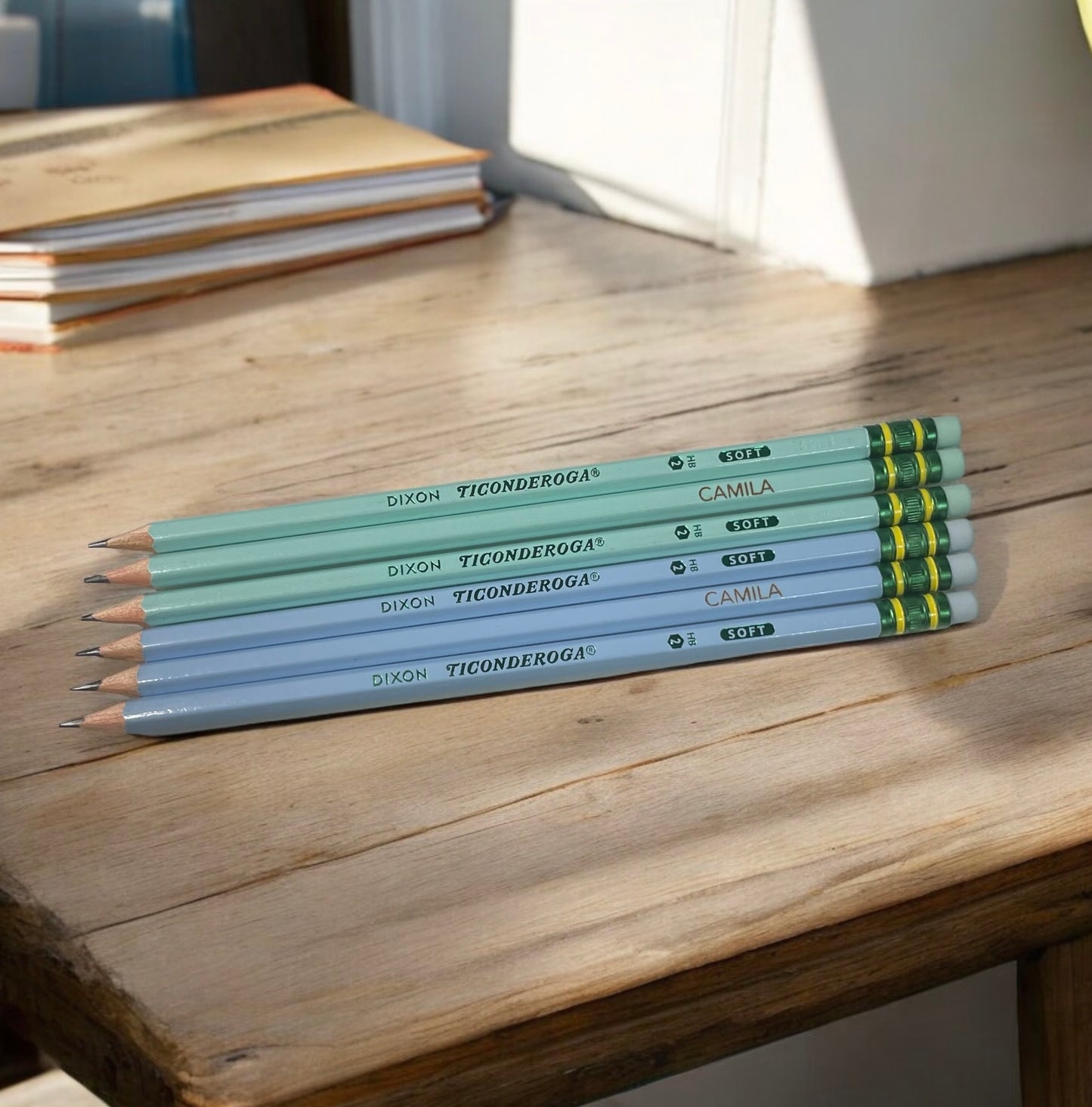 Personalized Pastel Pencils- Green, Blue