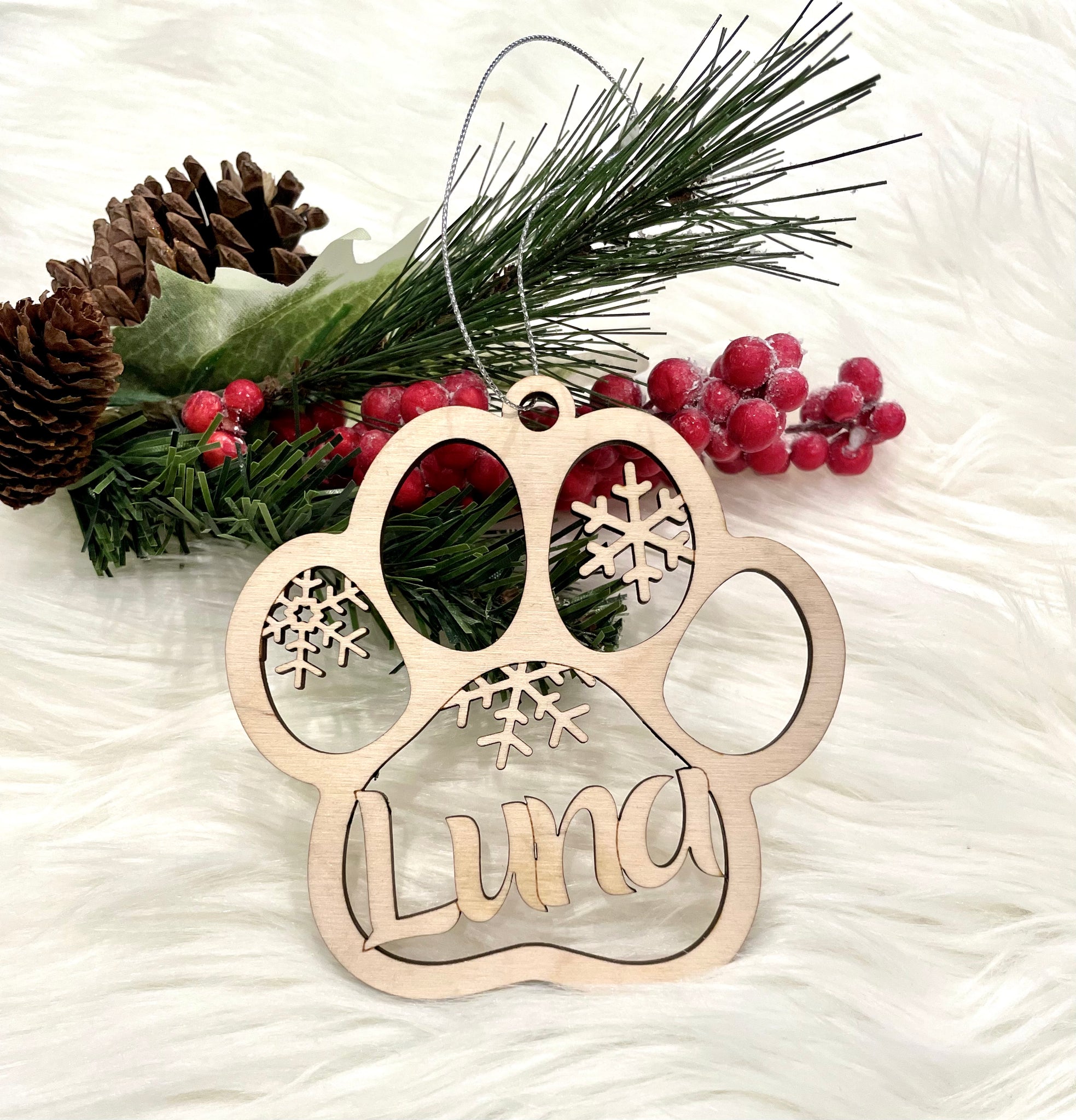 Pet Paw Ornament with Name