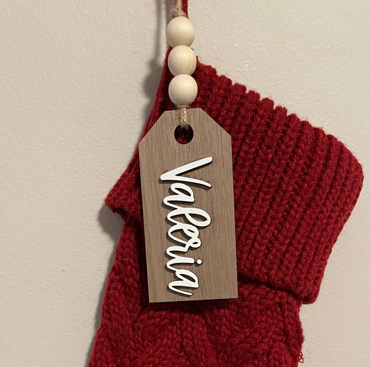 Walnut Wood Stocking Tag