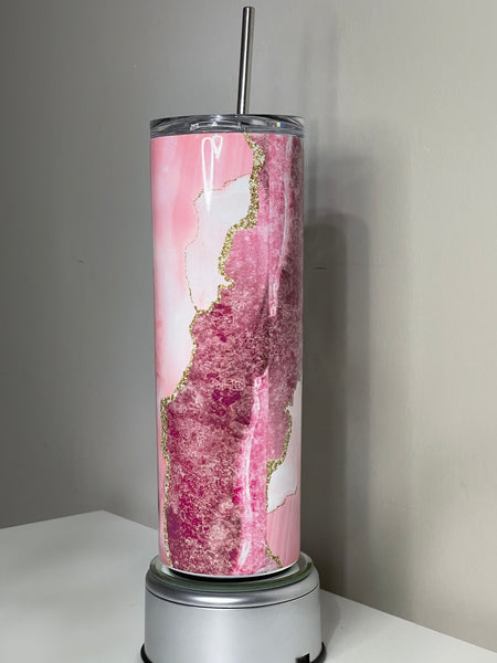 Pink and Gold Geode Tumbler