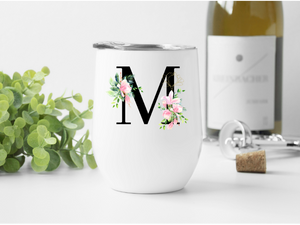 Floral Monogram Wine Tumbler