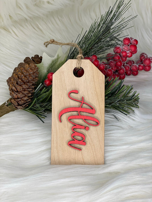 Wooden stocking tag without beads