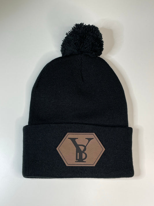 Custom Leatherette Patch Beanie